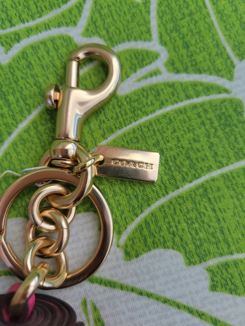 NWT Coach Pink Leather Tassel Keychain/Bag Charm with Gold Hardware